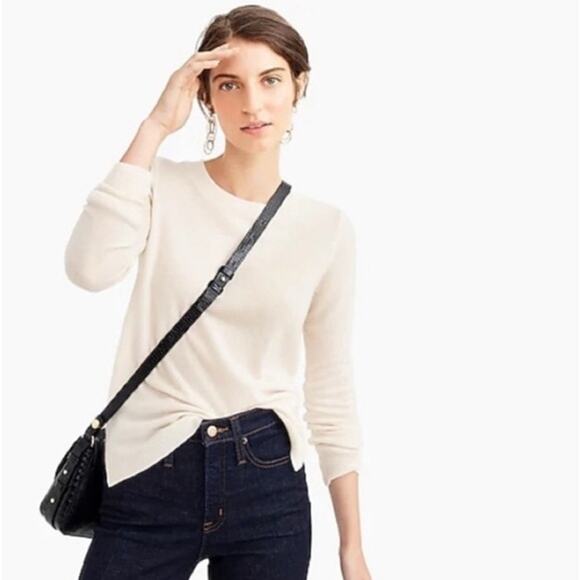 J. CREW Cashmere Slim Fit Crewneck Sweater Cream Ivory Sz S $1 {V30} - Picture 1 of 6